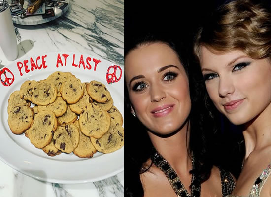Singers Katy Perry and Taylor Swift officially bury hatchet with a plate full of cookies!