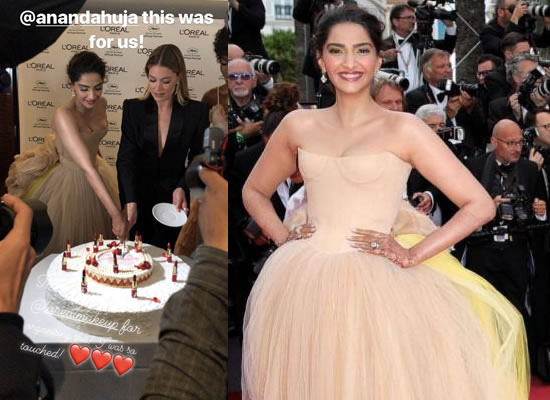 Sonam celebrates her wedding to Anand Ahuja with a cake at Cannes 2018!