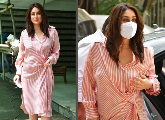 Kareena Kapoor Khan's chic avatar in a pink striped dress during an ad shoot! Kareena Kapoor Khan's chic avatar in a pink striped dress during an ad shoot!