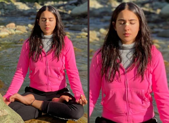 Sara Ali Khan practices Yoga on the bank of a river in Kashmir!