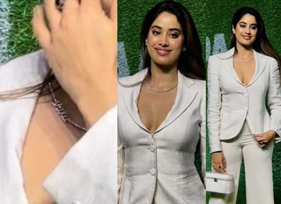 Janhvi Kapoor displays Shikhu necklace at Maidaan screening!