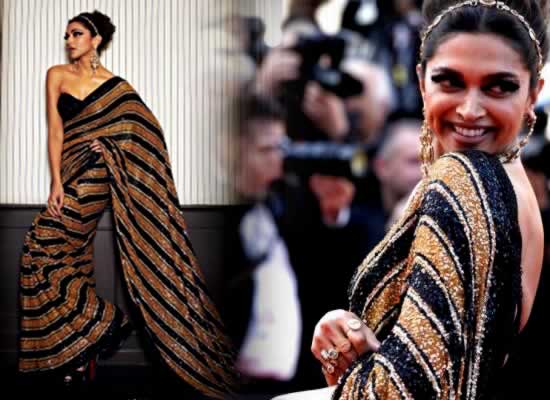 Deepika Padukone to share a lovely pic in a gold and black sequin saree at Cannes!